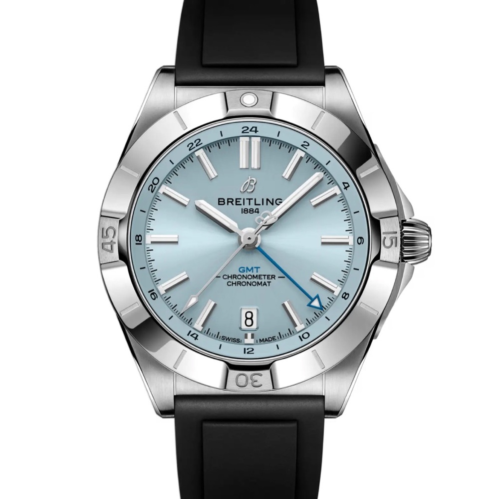 Breitling Chronomat GMT with Light Blue Dial and Silver Case